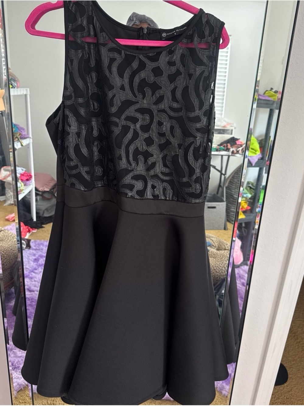 Fashion to Figure Black dress with mesh design top